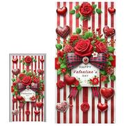 Copriporta per San Sfondo a Motivo Cuori e Rose | Copriporta per San 90x180 cm per Esterno Garage e per Feste