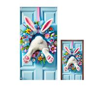 Copriporta Primaverile - Stendardi con Coniglietto Riutilizzabili 90x180 cm | Decorazioni Pasquali per la Casa,Per esterno, giardino, feste, garage, aula, home office, parete del portico
