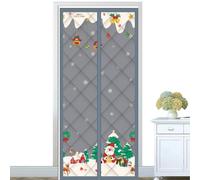 Copriporta Termico Isolato Barriera Antivento Magnetica Ispessita | Copriporta con Babbo Natale, di Neve, Campanella e Albero di Natale Casa, Balcone, Stanza, Interni