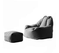 Copripouf con Fodera per Pouf (Imbottitura Non Inclusa), in Morbido Cotone e Lino, sfoderabile e Lavabile, per Poltrona da Soggiorno in Camera da Letto, Balcone o camerata (Grigio Scuro)