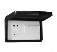 Copriprese elettriche, Slim Waterproof Socket Cover for Bathroom Wall, Easy to Open and Close(Black)