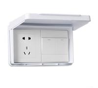 Copriprese elettriche, Slim Waterproof Socket Cover for Bathroom Wall, Easy to Open and Close(White)