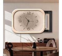 Copriquadro Elettrico Legno e Sabbia, Orologio Silente per Arte Murale | Cornice Legno Retro, Quadrante Anello, Quarzo Non-Tic, Scorrevole o Apribile per Cucina, Sala Pranzo e Pareti di Casa