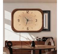 Copriquadro Elettrico Legno e Sabbia, Orologio Silente per Arte Murale | Cornice Legno Retro, Quadrante Anello, Quarzo Non-Tic, Scorrevole o Apribile per Cucina, Sala Pranzo e Pareti di Casa