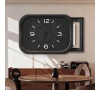 Copriquadro Elettrico Legno e Sabbia, Orologio Silente per Arte Murale | Cornice Legno Retro, Quadrante Anello, Quarzo Non-Tic, Scorrevole o Apribile per Cucina, Sala Pranzo e Pareti di Casa