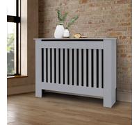 Copriradiatore coperchio rustico termosifone calorifero MDF grigio 112x19x82cm