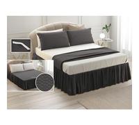Coprirete Con Volant Balza Trapuntato Con Elastici Letto Matrimoniale Imbottito Traspirante (Grigio Scuro)