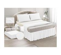 Coprirete con Volant Rete Matrimoniale Trapuntato Imbottito con Elastici MATILDE (Bianco, Matrimoniale)