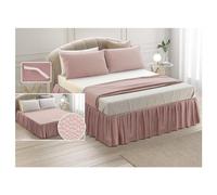 Coprirete con Volant Rete Matrimoniale Trapuntato Imbottito con Elastici MATILDE (Cipria, Matrimoniale)