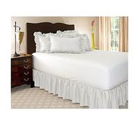 Coprirete Matrimoniale Avvolgi il letto Bed Gonna Elastico Ruffles Facile Fit Off Fade Resistente a Color Solid Gonne Spread del tessuto di qualità dell'hotel(White,200x200cm)