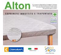 COPRIRETE TRAPUNTATO CON ELASTICO 4 ANGOLI BIANCALUNA ALTON 3 MISURE LETTO