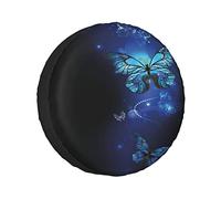Copriruota di scorta Dark Blue Fantasy Magical Butterflies Monarch Artistic Morpho Ispirazione Protezioni per ruote per animali Copriruota resistenti alle intemperie Misura universale per rimorchio