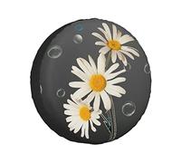 Copriruota di scorta fiore margherita su grigio romanticismo bolle colorate creativo rustico bianco grigio copriruota copriruota resistente alle intemperie misura universale per rimorchio camper SUV