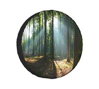 Copriruota di scorta Forest Morning Haze City Park Ecologia Escursionismo Destinazione di viaggio Paesaggio Foto Protezioni per ruote Copriruota resistenti alle intemperie Universal Fit for Trailer