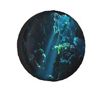 Copriruota di scorta Grotta sottomarina Scena raggio di sole Rocce fantastiche Sotto l'acqua Protezioni per ruote Copriruota resistenti alle intemperie Misura universale per rimorchio RV SUV Camion