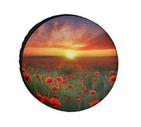 Copriruota di scorta impermeabile con motivo a campo di papaveri rossi al tramonto Copriruota di scorta antipolvere con motivo a campo di papaveri rossi al tramonto Copriruota di scorta universale ada
