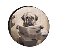 Copriruota di scorta impermeabile con motivo a cane che legge il giornale Copriruota di scorta antipolvere Copriruota di scorta universale adatto per rimorchi, camper, SUV e camion