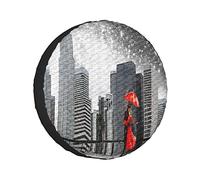 Copriruota di scorta Ombrello Fantasia Via Lattea Stelle Vista Nero Rosso Pastello Amore Bianco Città Abito moderno Protezioni per ruote Copricerchi resistenti alle intemperie Misura universale per