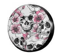 Copriruota di Scorta Sugar Skull Skeleton Flower Pink Copertura per Pneumatici Individuale Borse per Pneumatici Premium Ruota di Scorta Coperture per Rimorchi Fuoristrada Truck 14inch
