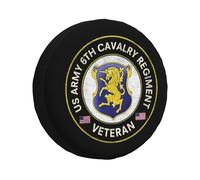 Copriruota di Scorta Vintage Us Veteran 6Th Cavalry Regiment Borsa per Pneumatici Impermeabile Antipolvere Copertura della Ruota di Scorta, per Ricambi Auto, Camion, Camper Rimorchio, 14in