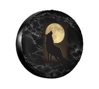 Copriruota di Scorta Wolf Howling At The Moon Copri Pneumatico Personalizzato Stampato Custodia Ruota di Scorta, per Ricambi Auto, Camper Rimorchio, Rimorchio, 15in