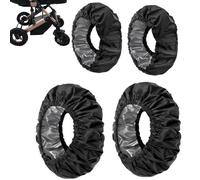 Copriruota per Passeggino,4 Pezzi Coperture di Protezione in Oxford Impermeabile,Accessori per Carrozzine Antipolvere Antifango per Bambini,Set di Coprigambe Morbidi per Tutte le Stagioni,Nero