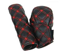 Copriruota pomello del cambio in ecopelle per auto Manicotto per coperchio freno a mano Set 2 in 1 - Nero + rosso Creativo e utileDurability