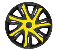 TOP 4x Copricerchi QUAD N-POWER Giallo-Nero 15" per tutte le auto (tranne a...