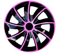 NRM QUAD Copricerchi universali Bicolor Set 4 pezzi (Nero/rosa, 15")