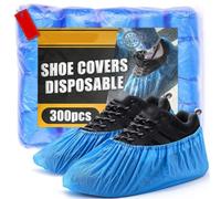 Copriscarpe in plastica usa e getta, impermeabili, 300 pezzi, blu | Antiscivolo, taglia unica, per uso domestico e clinico, uso in laboratorio e officina, copriscarpe
