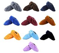 Copriscarpe lavabili e riutilizzabili, in flanella, antiscivolo, elastici, per uso domestico e al lavoro, 10 colori.