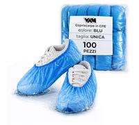 Copriscarpe monouso impermeabili - 100 pezzi blu CPE con elastico