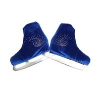 Copriscarpe protettivi for pattini a rotelle for adulti Accessori for scarpe da pattinaggio di figura con strass lucidi in velluto(Blue,US 4)