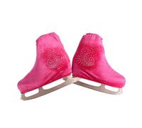 Copriscarpe protettivi for pattini a rotelle for adulti Accessori for scarpe da pattinaggio di figura con strass lucidi in velluto(Rose red,US 4)