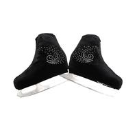 Copriscarpe protettivi for pattini a rotelle for adulti Accessori for scarpe da pattinaggio di figura con strass lucidi in velluto(Black,US 14)