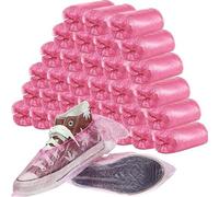 Copriscarpe usa e getta in plastica rosa, antiscivolo, antipolvere, impermeabili, per interni, esterni, tappeti, pavimenti, pioggia, stivali, sicurezza, ciclismo, forte copertura del piede, 100/200
