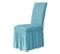 Coprisedia 3D con gonna lunga, coprisedia per sala da pranzo, matrimoni, hotel, banchetti, coprisedia elasticizzato, schienale alto, 4 pezzi, blu cielo