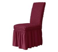 Coprisedia 3D con gonna lunga, coprisedia per sala da pranzo, matrimoni, hotel, banchetti, coprisedia elasticizzato con schienale alto, 4 pezzi, bordeaux
