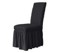 Coprisedia 3D con gonna lunga, coprisedia per sala da pranzo, matrimoni, hotel, banchetti, coprisedia elasticizzato con schienale alto, 4 pezzi, nero
