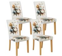 Coprisedia autunnale per sedie da pranzo, elasticizzati e lavabili, in spandex, decorazione rustica, per cucina e sala da pranzo, 4 pezzi