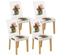 Coprisedia con cactus cowboy per sedie da pranzo, elasticizzati e lavabili, in spandex, motivo floreale, divertenti e decorativi, per cucina e sala da pranzo, 4 pezzi