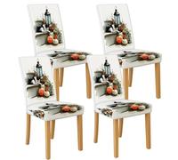 Coprisedia con motivo lanterna autunnale, per sedie da pranzo, in spandex elasticizzato e lavabile, protezione decorativa colorata per cucina autunnale, 4 pezzi