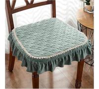 Coprisedia con volant in pizzo, per sedia da pranzo, lussuoso cuscino per seduta in jacquard europeo, con legacci, cuscino antiscivolo ispessito, elegante, decorativa, rimovibile, per matrimoni e