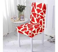 Coprisedia Cuore Rosso Beige Coprisedie Misura Universale Coprisedie con Schienale Spandex Coprisedie Elasticizzato Copri Sedie per Ristorante Cucina Hotel Festa Banchetto(2 Pezzi)