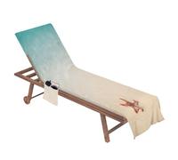 Coprisedia da spiaggia - Asciugamano da esterno 210x75 cm, lenzuolo pieghevole con tasche laterali, rivestimento per lettino prendisole tropicale | Organizer per chaise longue portatile per viaggi di
