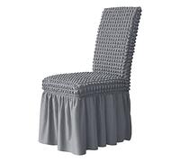 Coprisedia elasticizzato con elegante gonna decorativa per sedie e mobili, con bordo elastico, rimovibile, lavabile, 2 pezzi, grigio