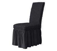 Coprisedia elasticizzato con elegante gonna decorativa per sedie e sedie con bordo elastico, sfoderabile, lavabile, 2 pezzi, nero