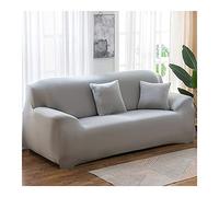 Coprisedia elasticizzato per poltrona a 2 posti, in tessuto di poliestere grigio tinta unita, vestibilità elastica per un maggiore comfort e stile, perfetto per l'arredamento della casa