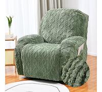 Coprisedia elasticizzato per poltrona reclinabile elettrica a 1 posto con tasche in peluche, protezione per divano per soggiorno, verde (3 posti, 8 pezzi)
