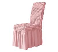 Coprisedia elasticizzato per sedie da pranzo, con elegante gonna, decorativo, con bordo elastico, rimovibile e lavabile, 2 pezzi, rosa